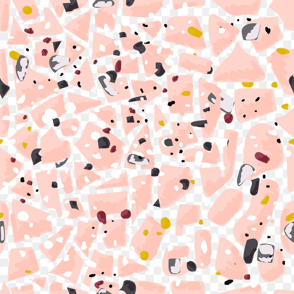 Png coral pink terrazzo seamless pattern transparent background