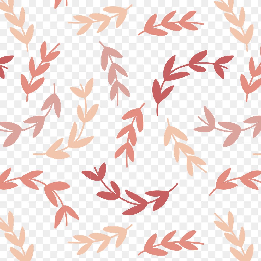 Pink seamless leaf patterned transparent png