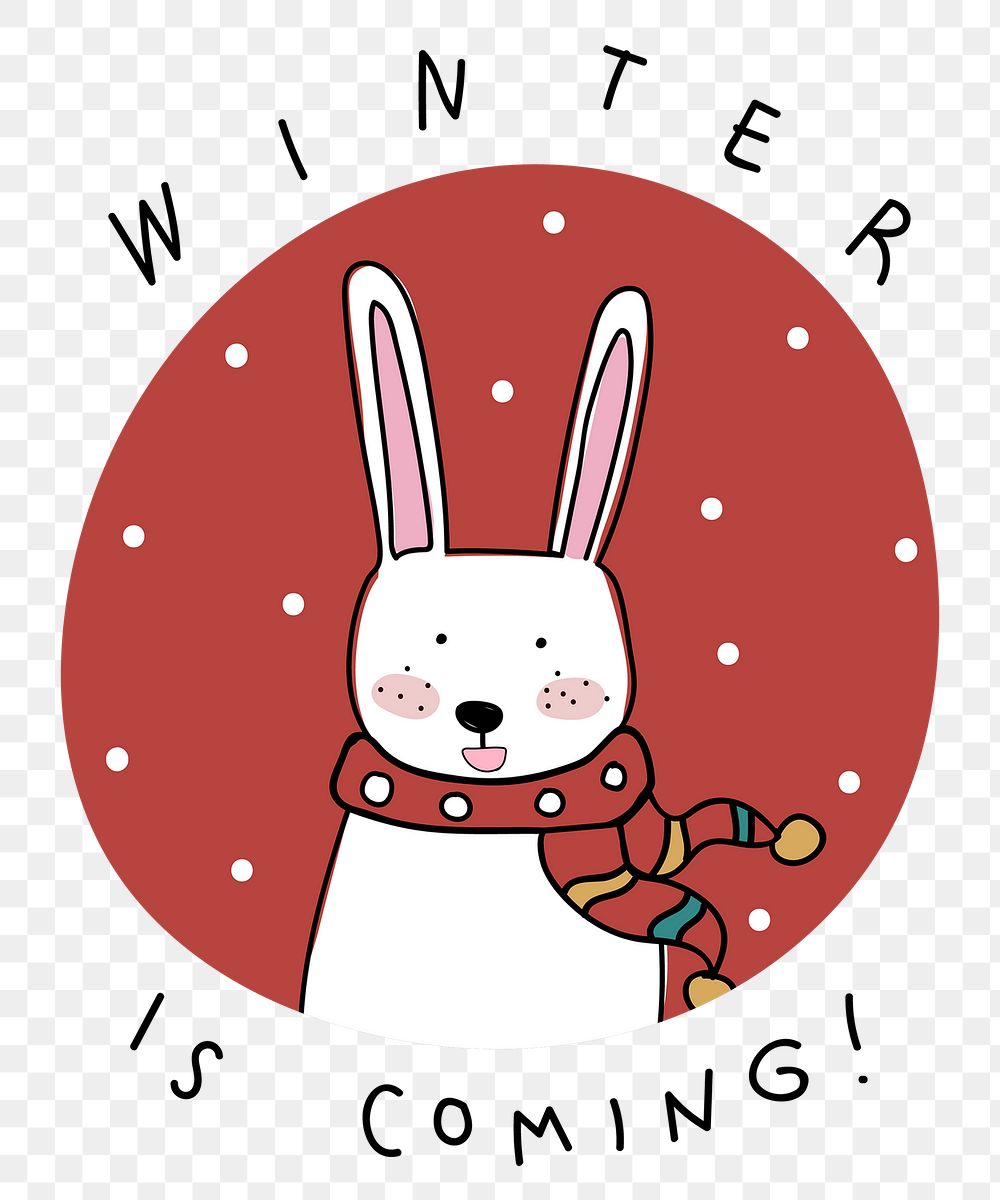 Winter is coming png bunny cute Christmas greeting Christmas sticker