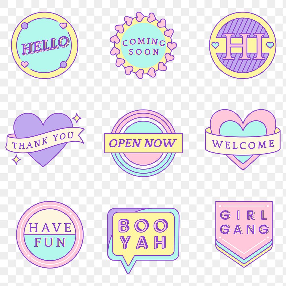 Png cute pastel stickers with text