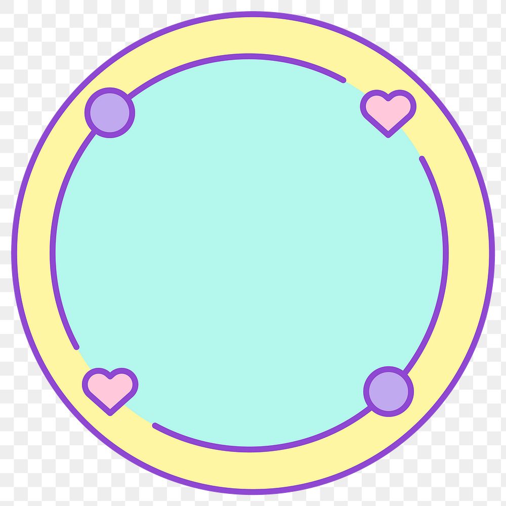 Png round sticker in cute pastel