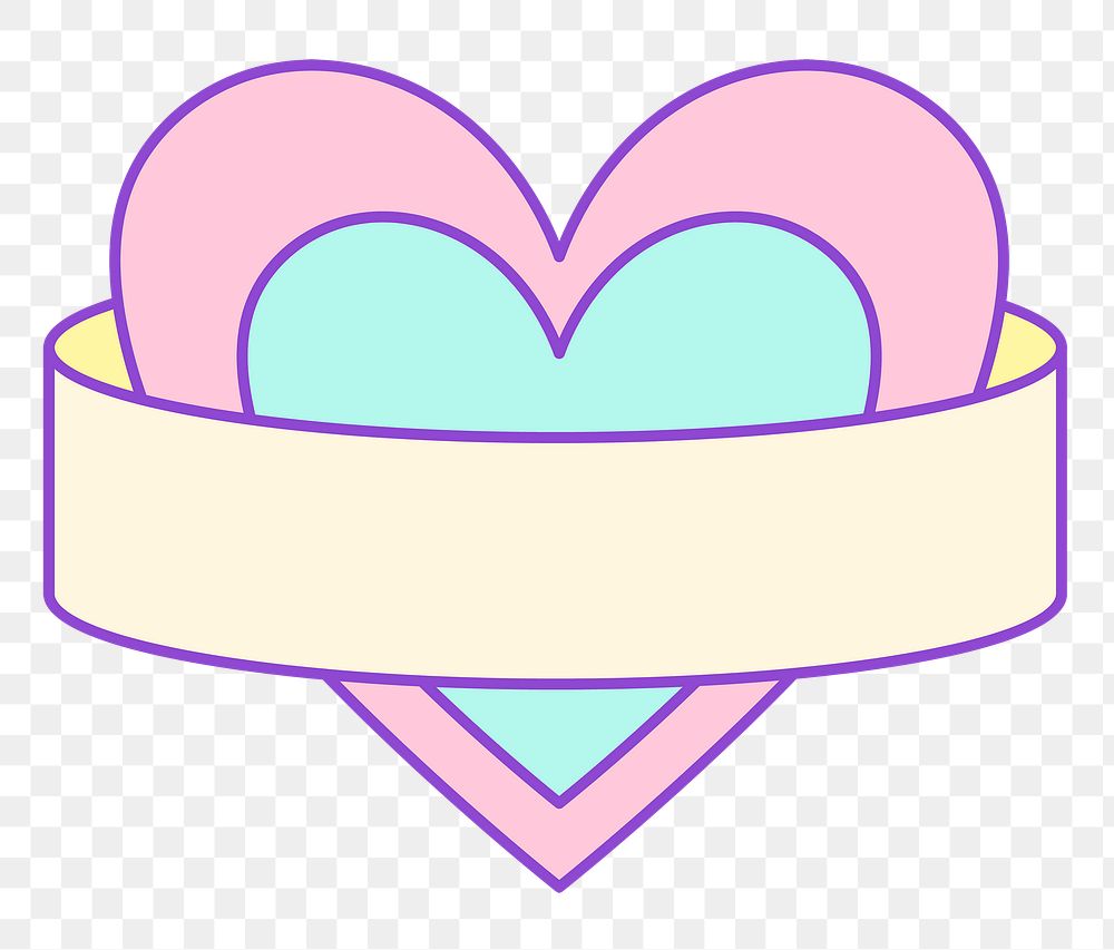 Png heart-shape sticker in cute pastel