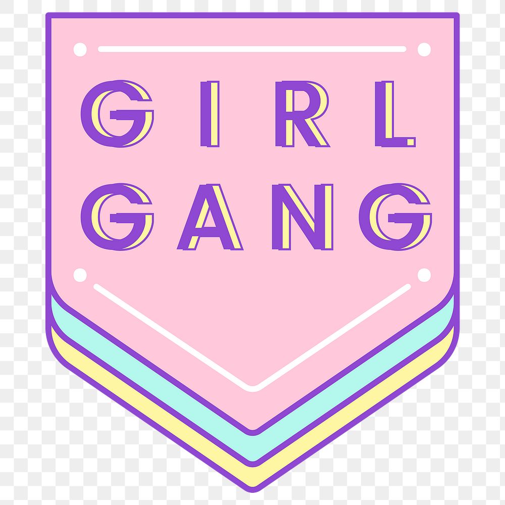 Png pennant banner sticker with girl gang text