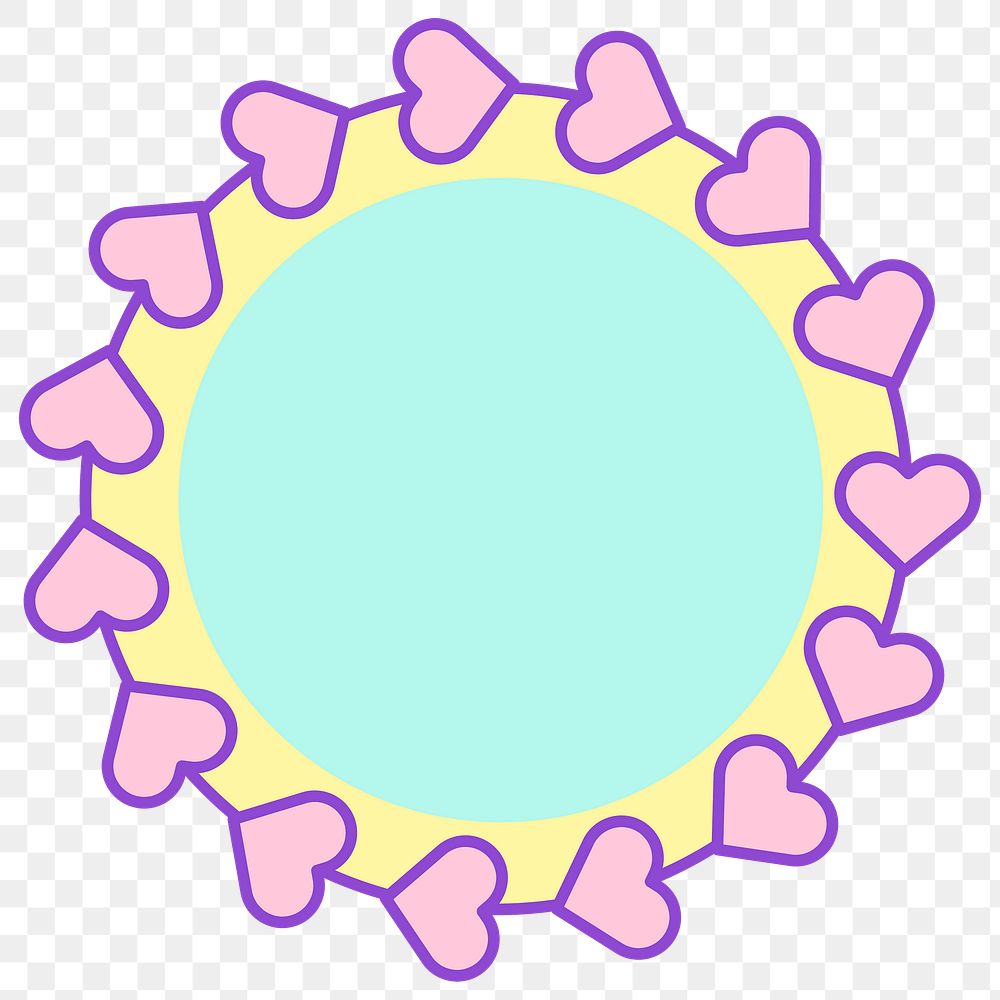 Png round sticker in cute pastel