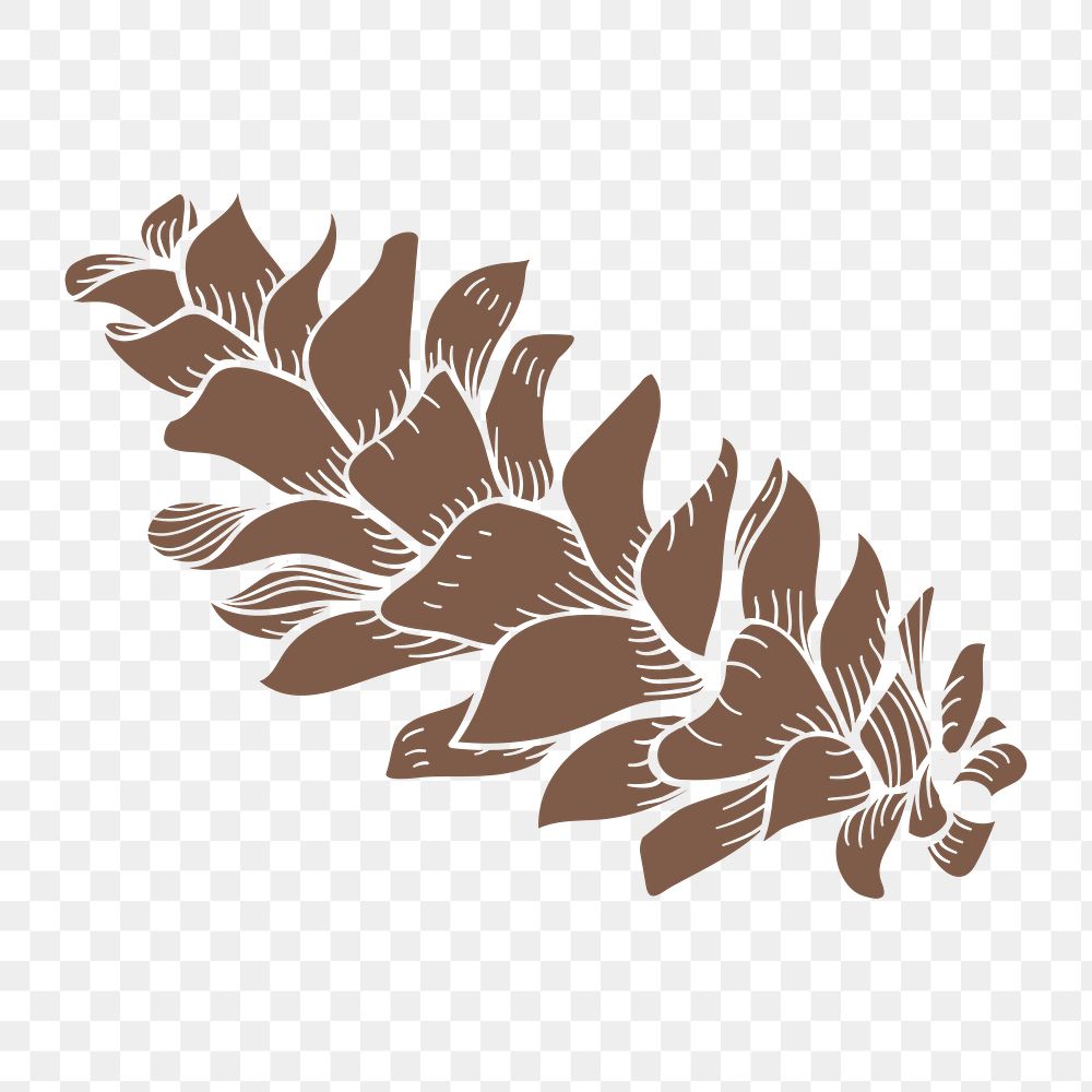 Brown foxtail pine cone sticker design element