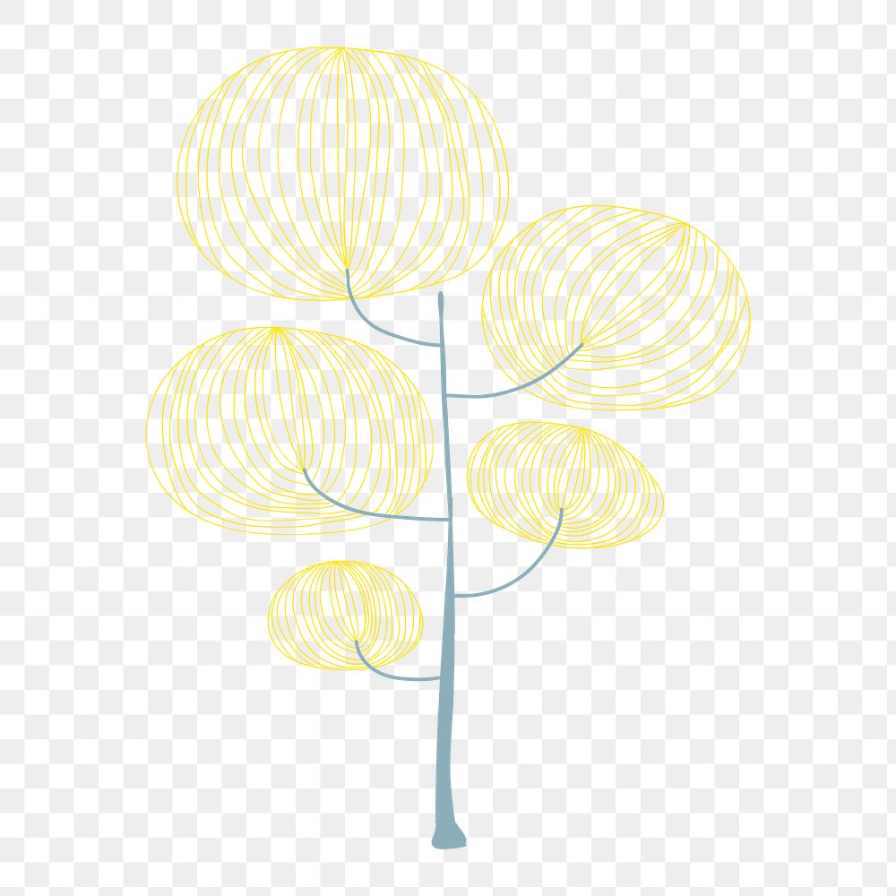 Yellow tree sticker design element