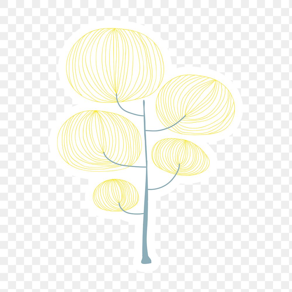 Yellow tree sticker with a white border design element