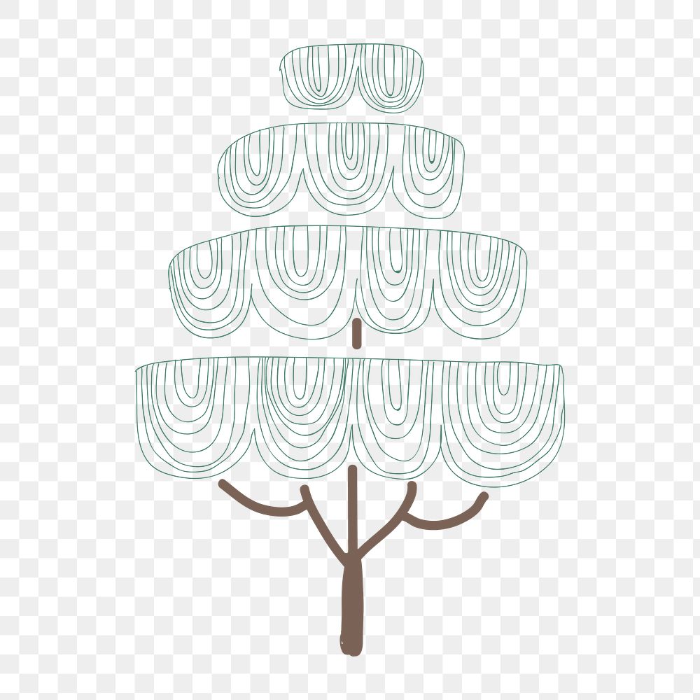 Cute doodle tree sticker design element
