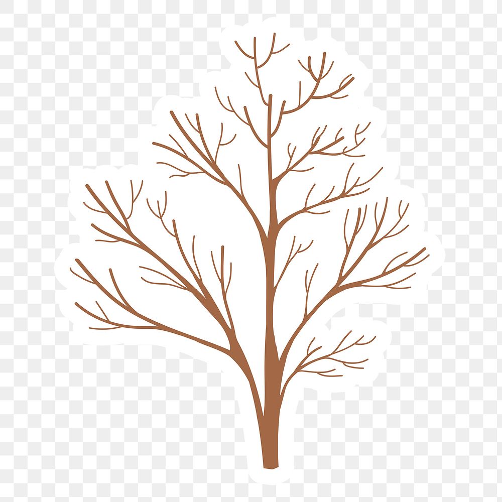 Dry tree sticker with a white border design element