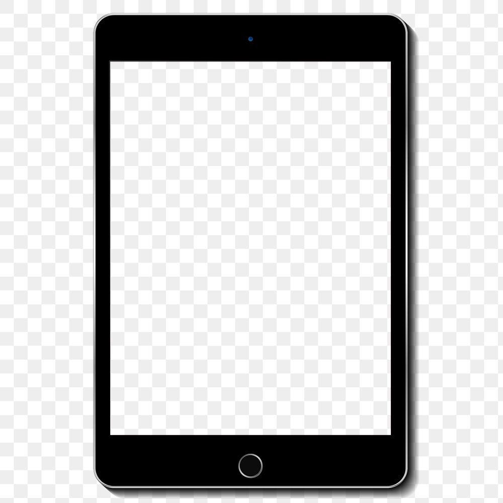Black tablet screen mockup transparent png