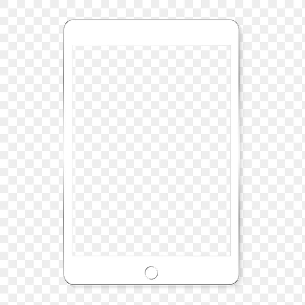 White tablet screen mockup transparent png