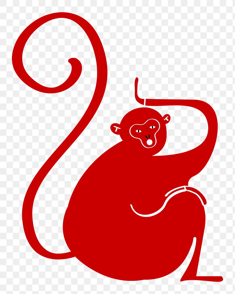 Chinese new year monkey png zodiac sign journal red animal sticker