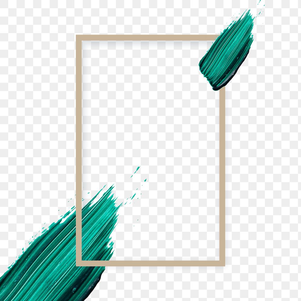 Green brush stroke on a frame transparent png