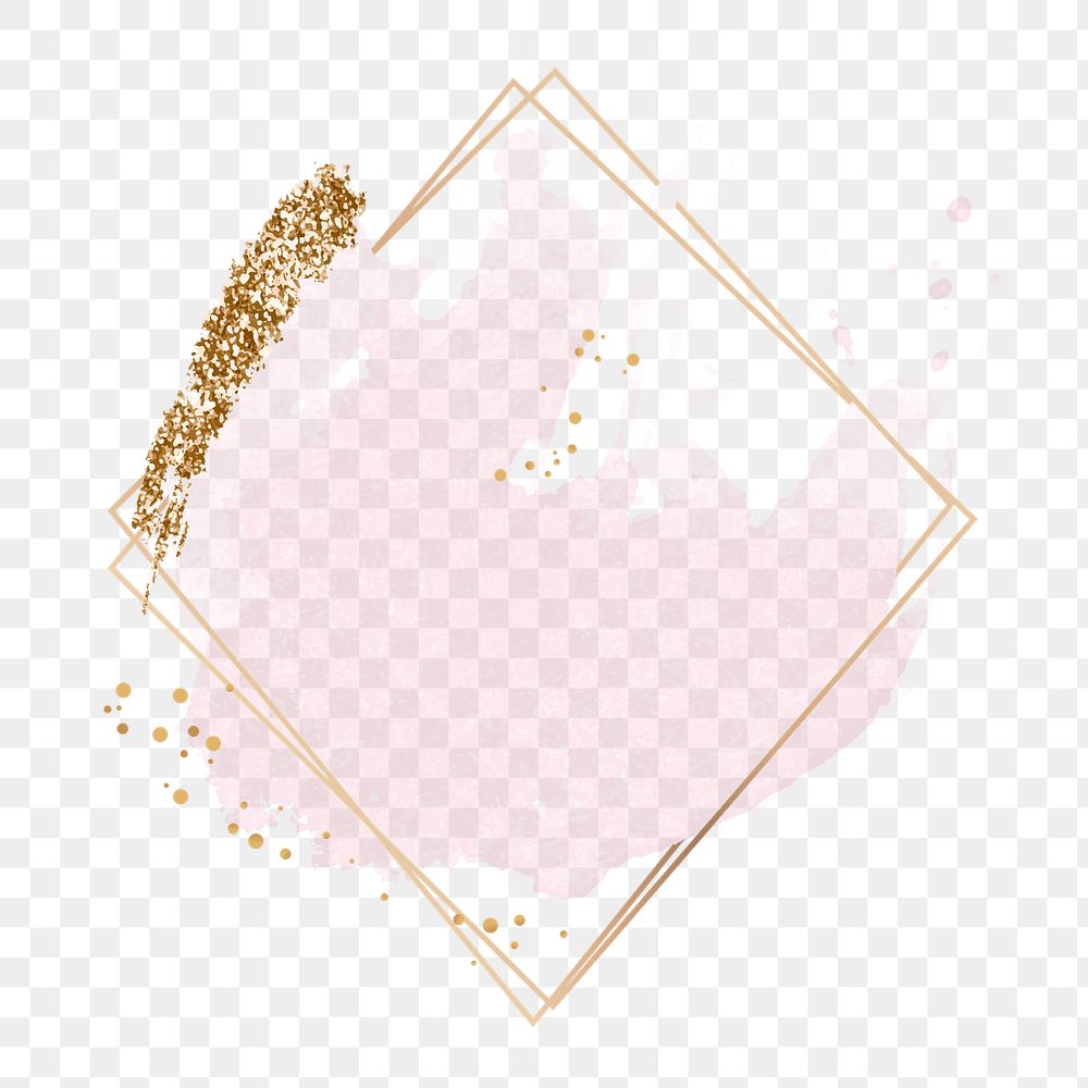 Pink square frame png sticker, aesthetic pastel sparkly design