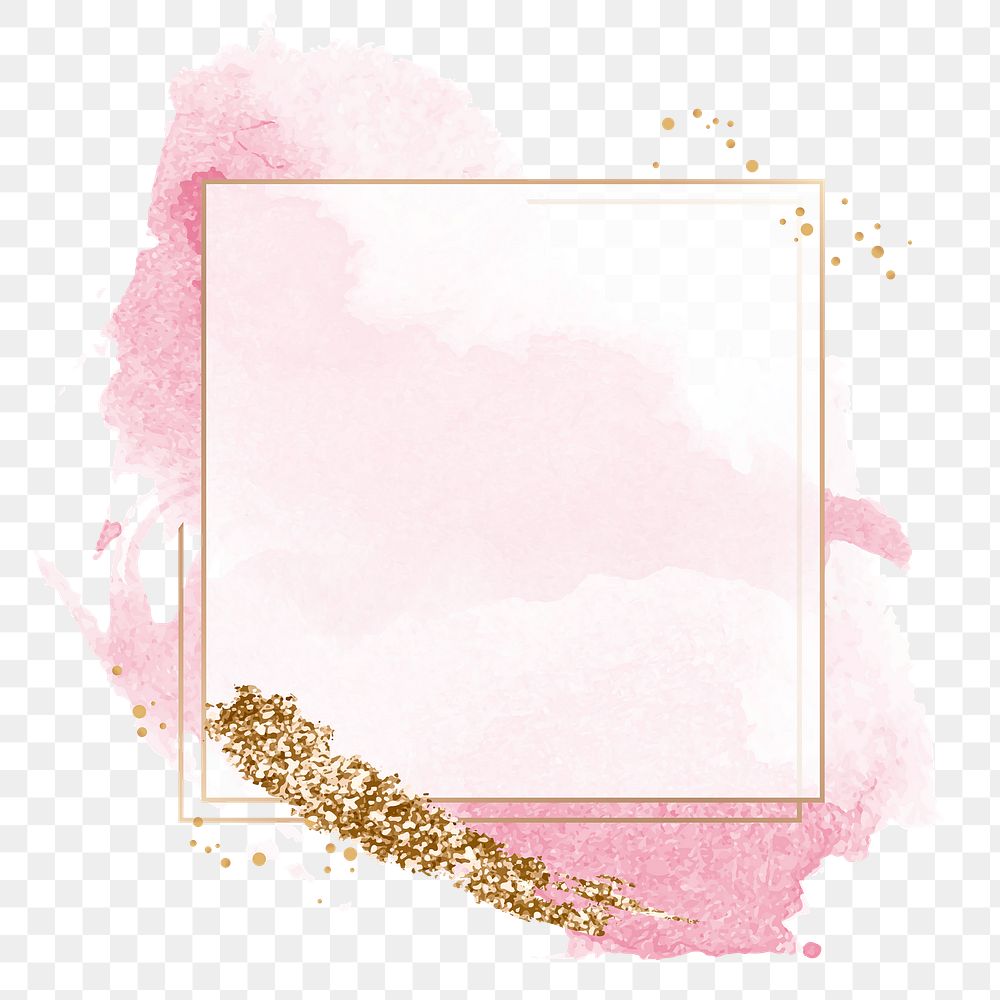 Pink square frame png sticker, aesthetic pastel sparkly design