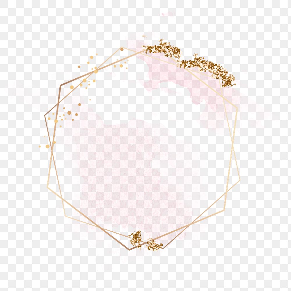 Pink pastel png frame clipart, gold aesthetic design