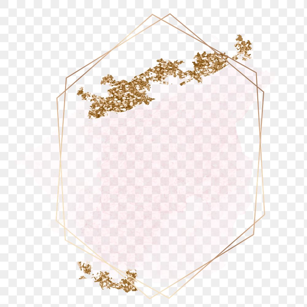 Pink pastel png frame clipart, gold aesthetic design