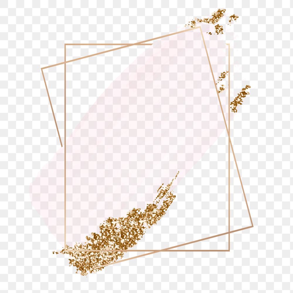 Pink pastel png frame clipart, gold aesthetic design