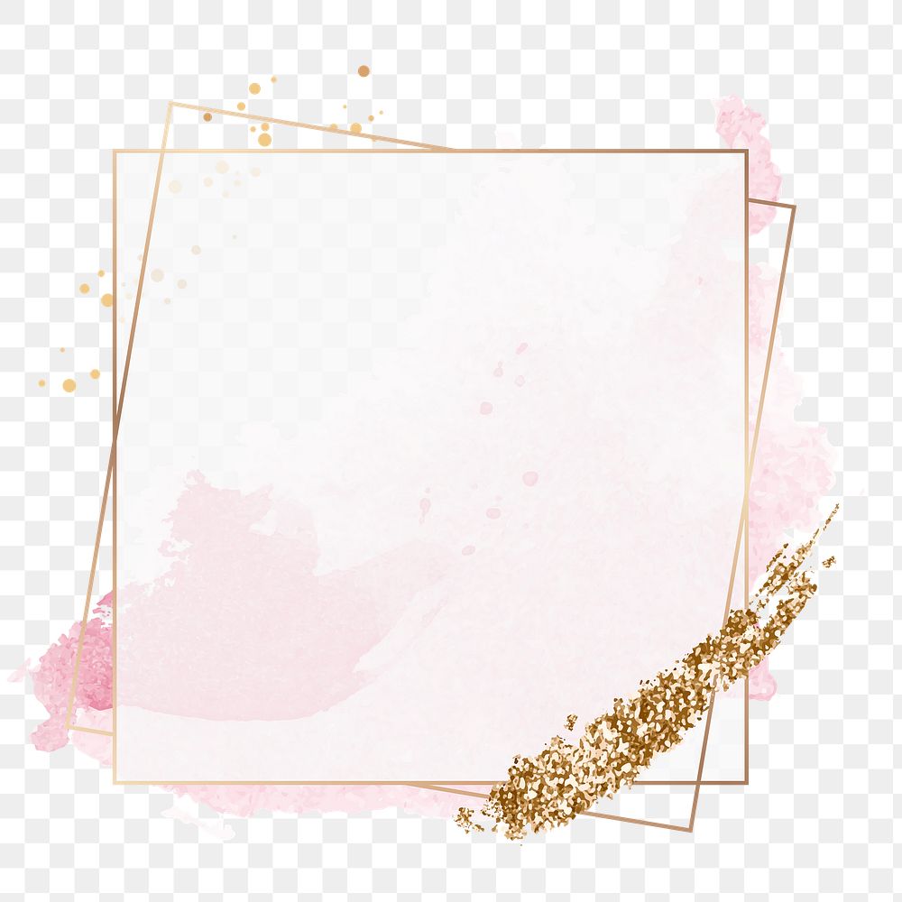 Pink square frame png sticker, aesthetic pastel sparkly design