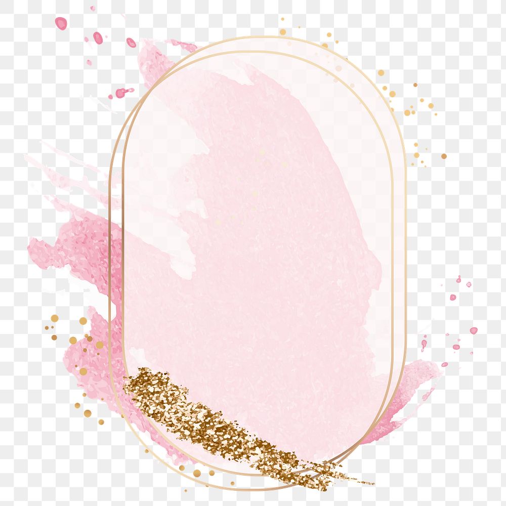 Pink pastel png frame clipart, gold aesthetic design