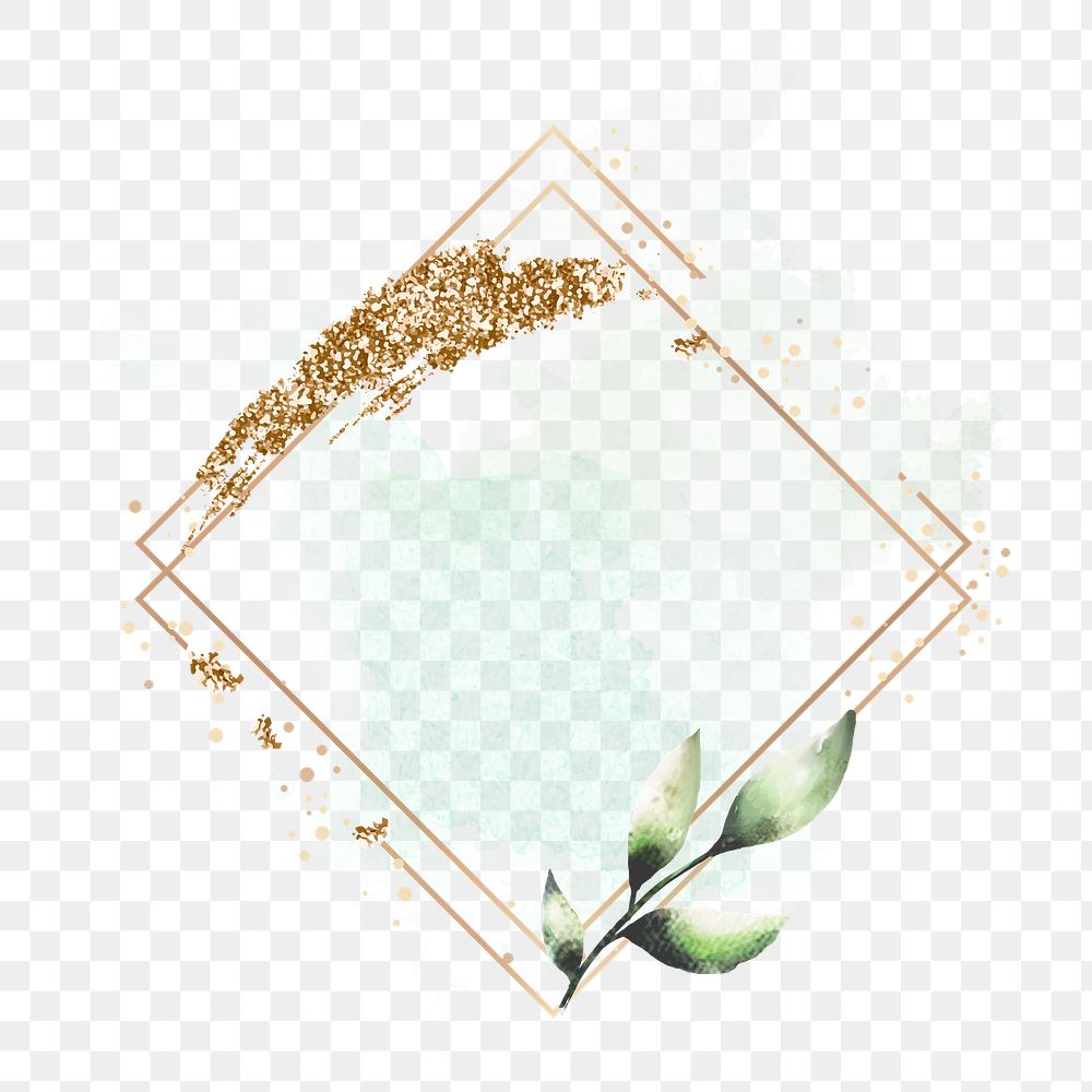 Green square frame png sticker, aesthetic pastel sparkly design