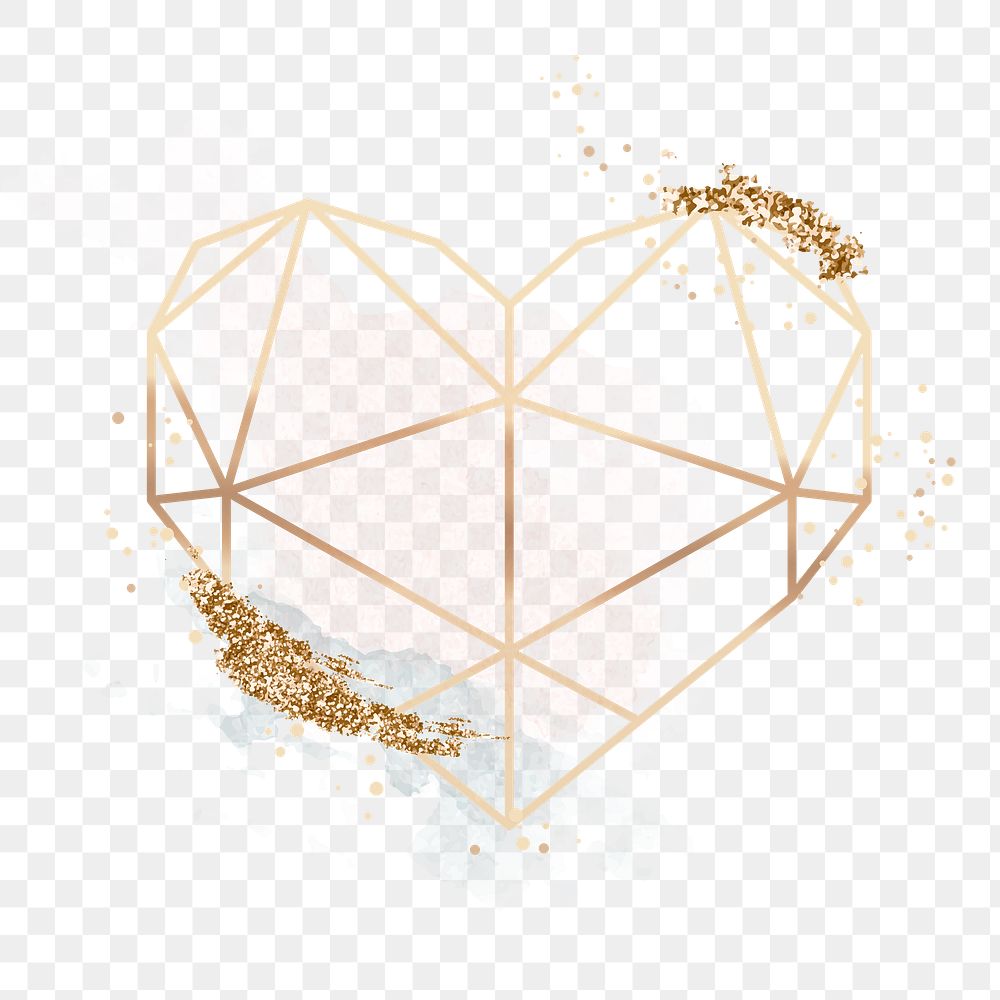 Gold heart png sticker, valentine&rsquo;s day clipart in glittery design