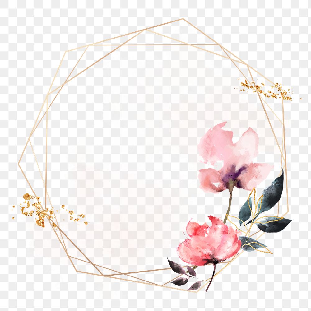 Flower frame png sticker, pink pastel aesthetic design