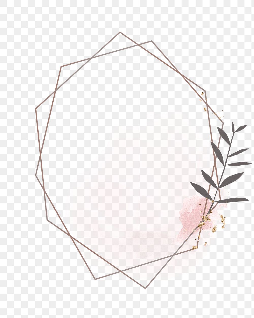 Pink geometric frame png sticker, aesthetic pastel sparkly design