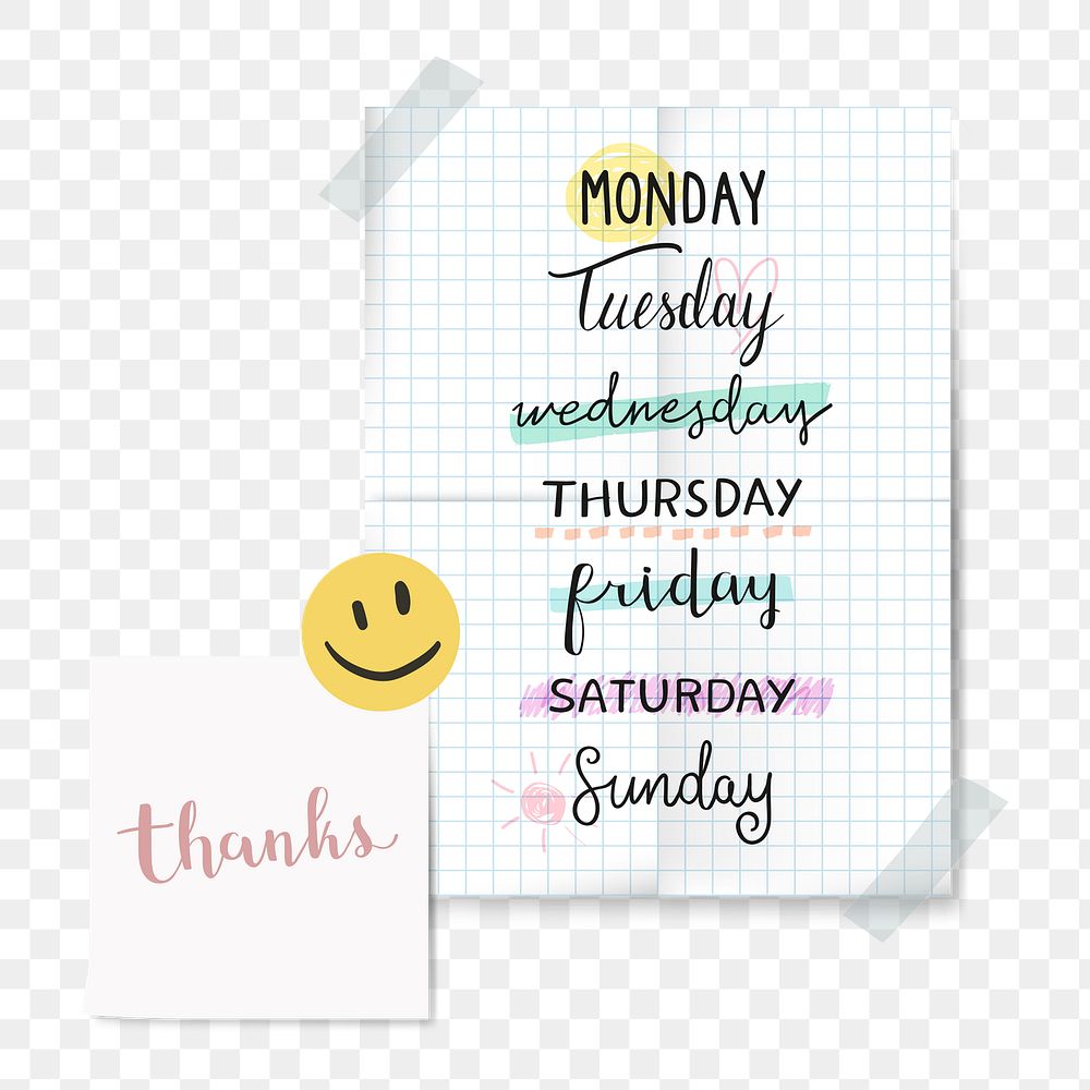 Cute png daily notices on transparent background