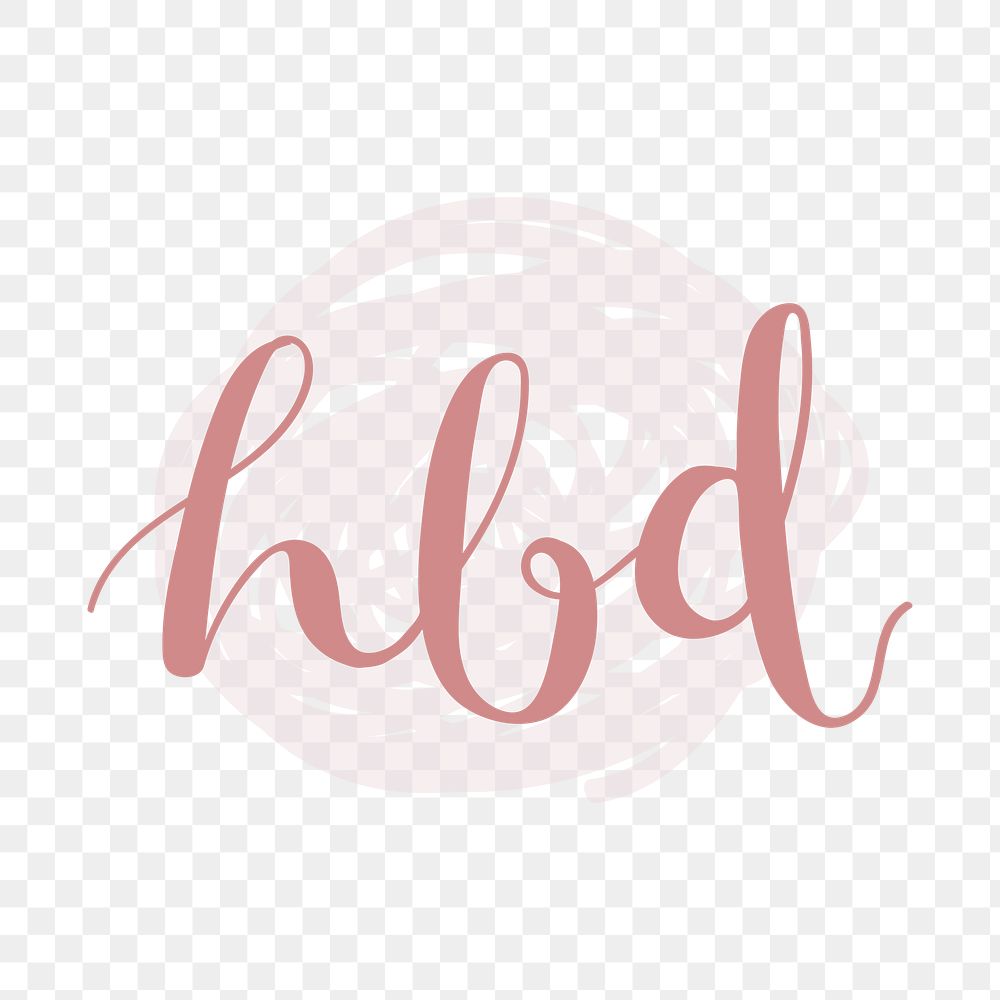 Png HBD hand drawn word on transparent background