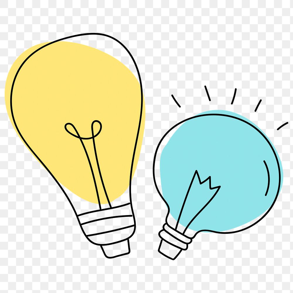 Png light bulbs creative doodle illustrations