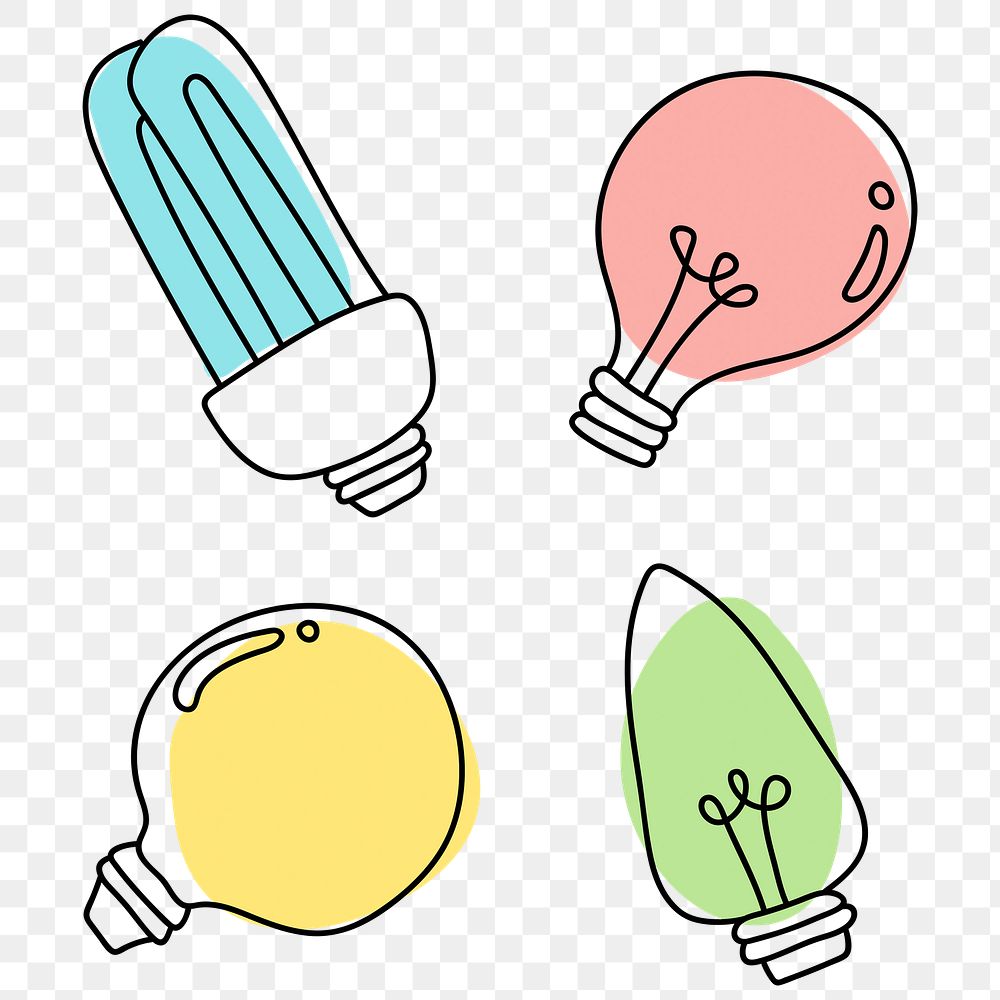 Glowing PNG light bulb doodle drawing