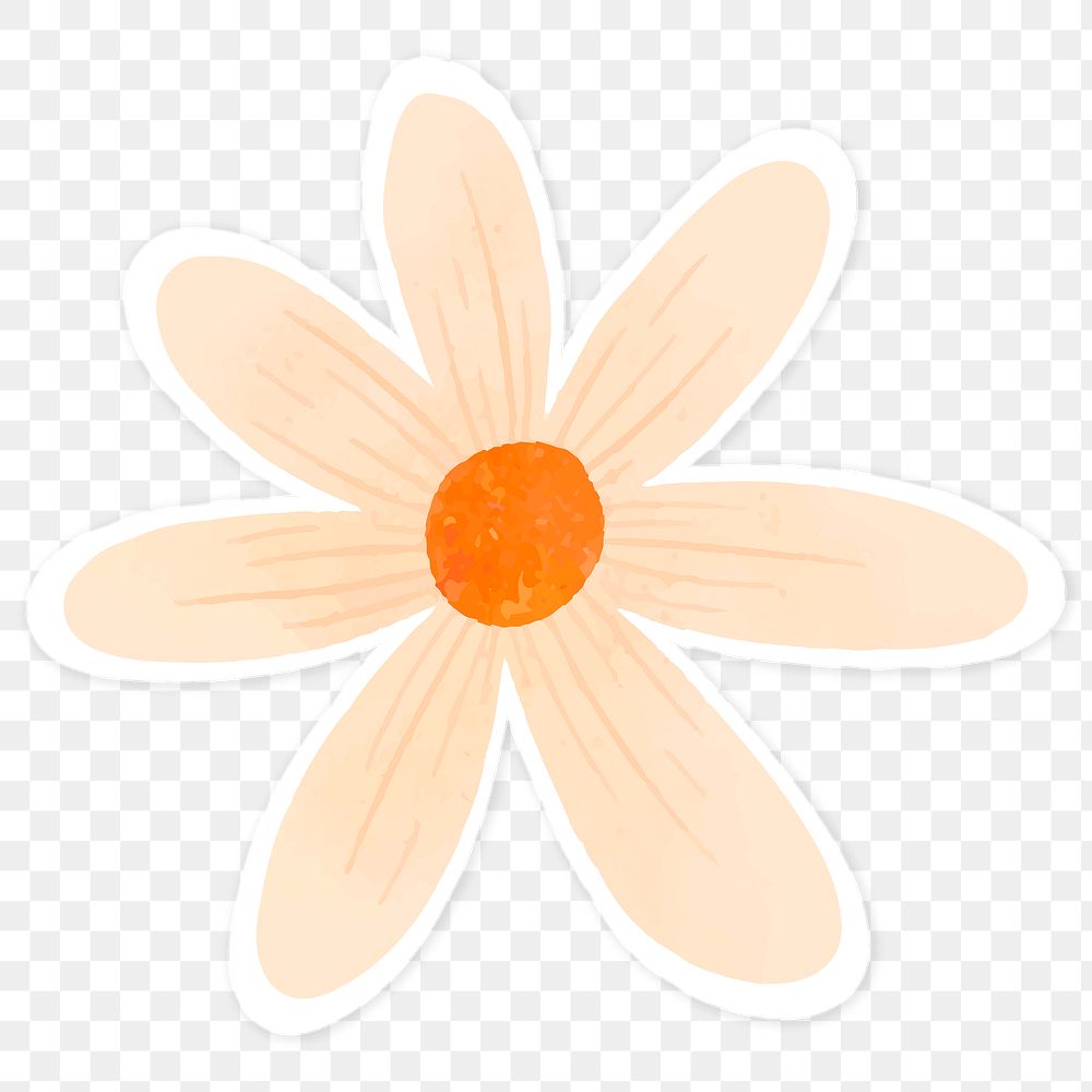 Pale orange flower sticker transparent png