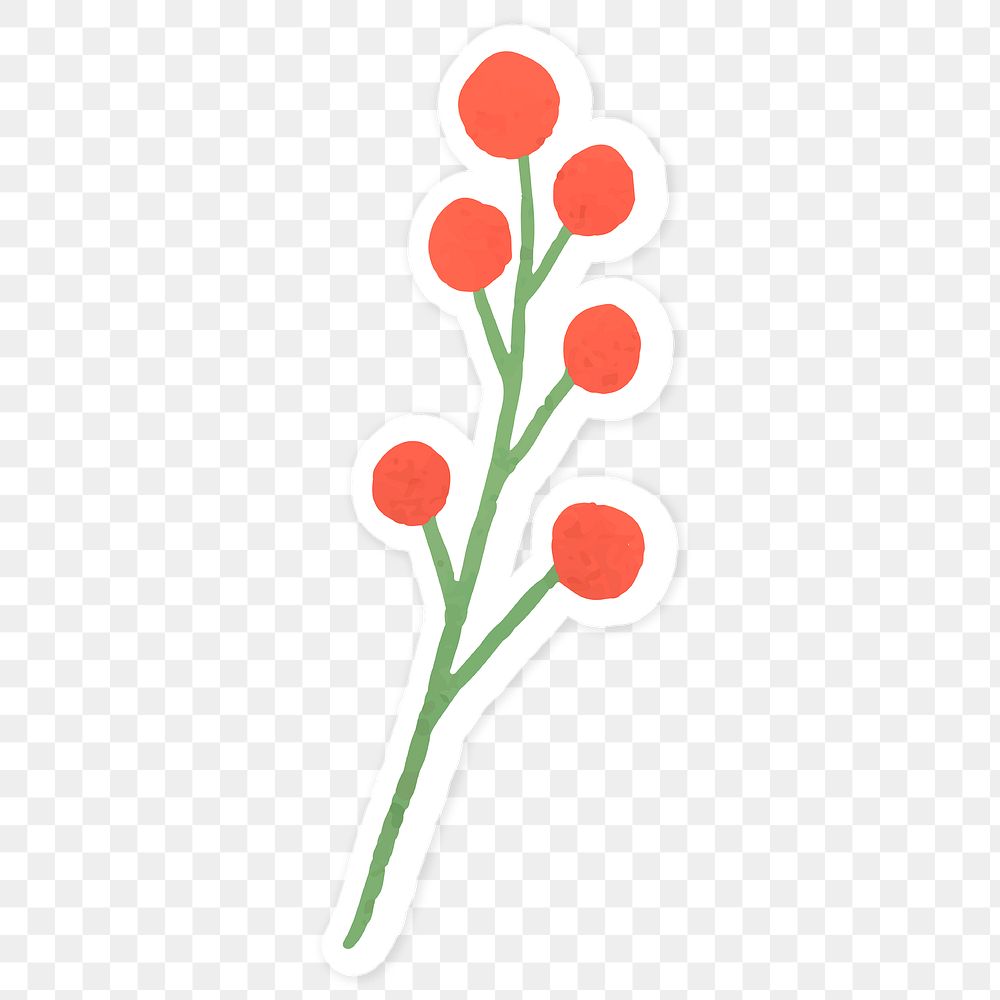 Red flowers sticker transparent png