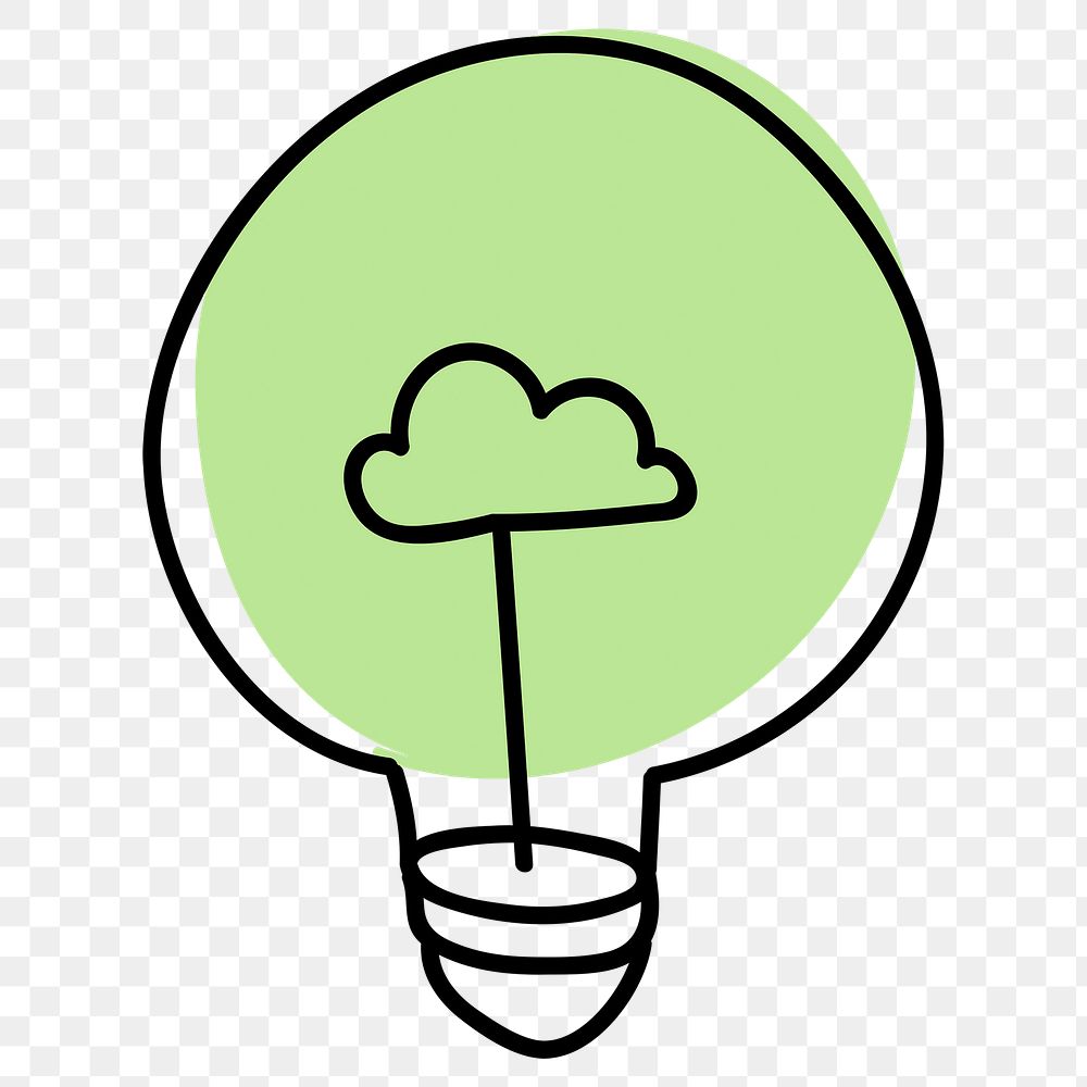 Png light bulb with cute cl doodle illustration
