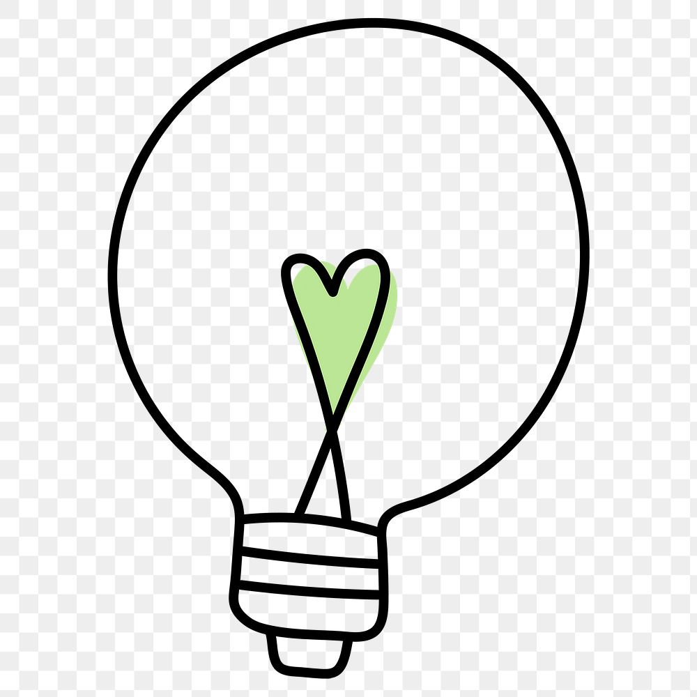 Png heart light bulb cute doodle illustration