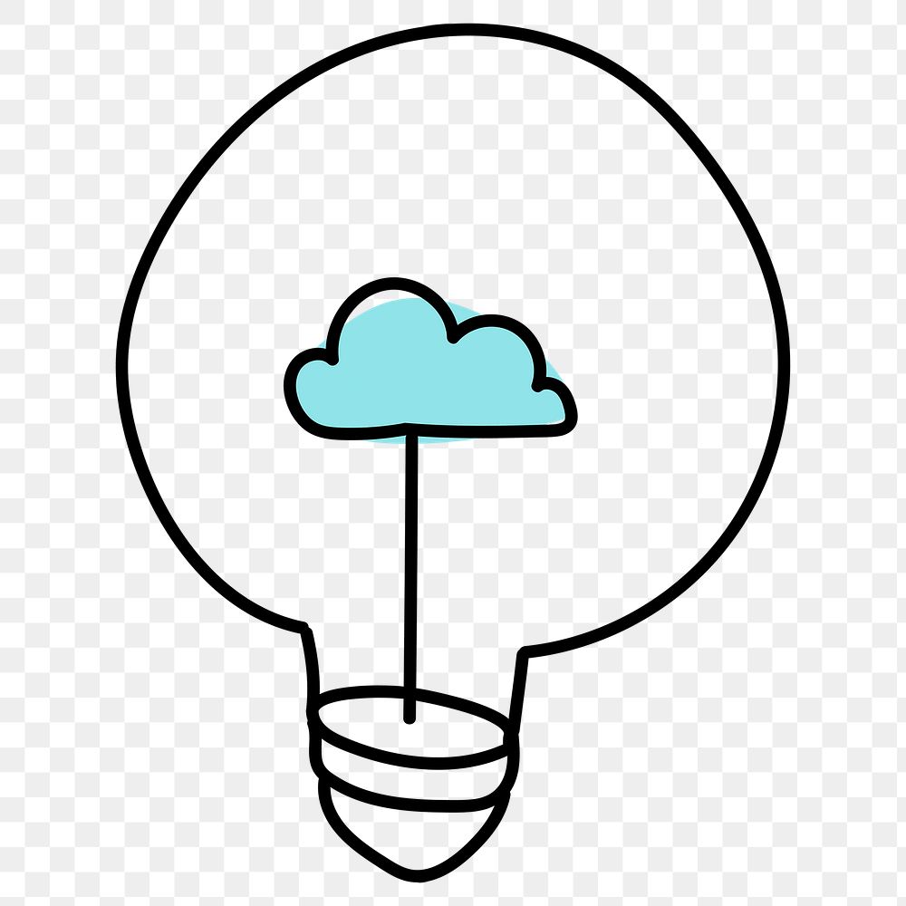 Png light bulb with cute cl doodle illustration
