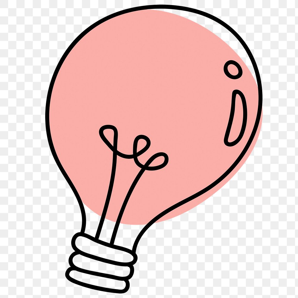 Png pink light bulb doodle illustration
