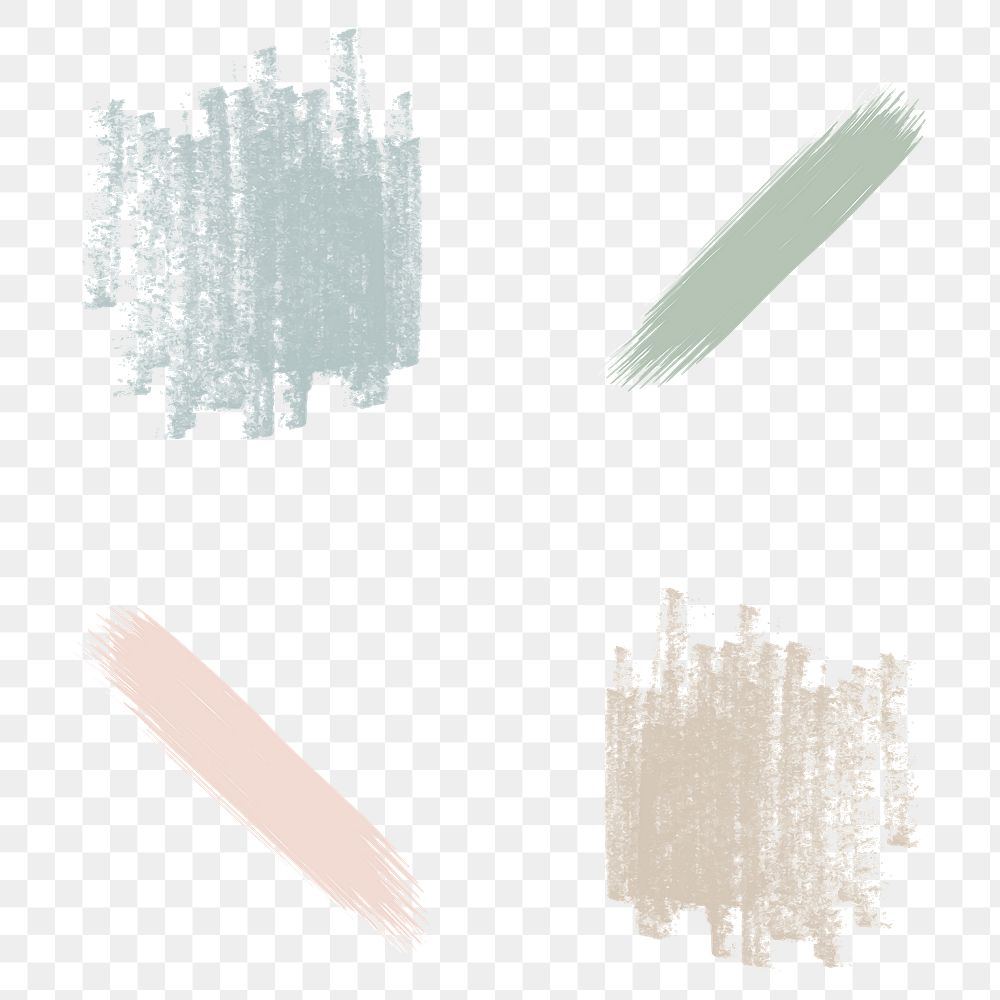 Watercolor and crayon stroke texture set transparent png