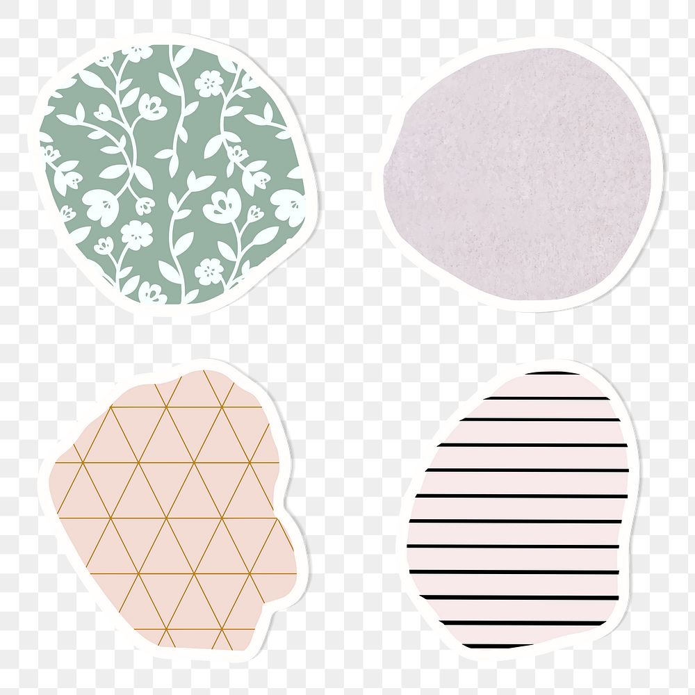 Pastel pattern badge sticker set transparent png