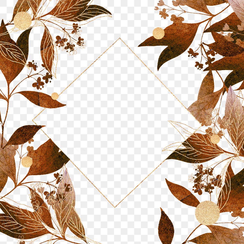 Golden leafy frame design element 