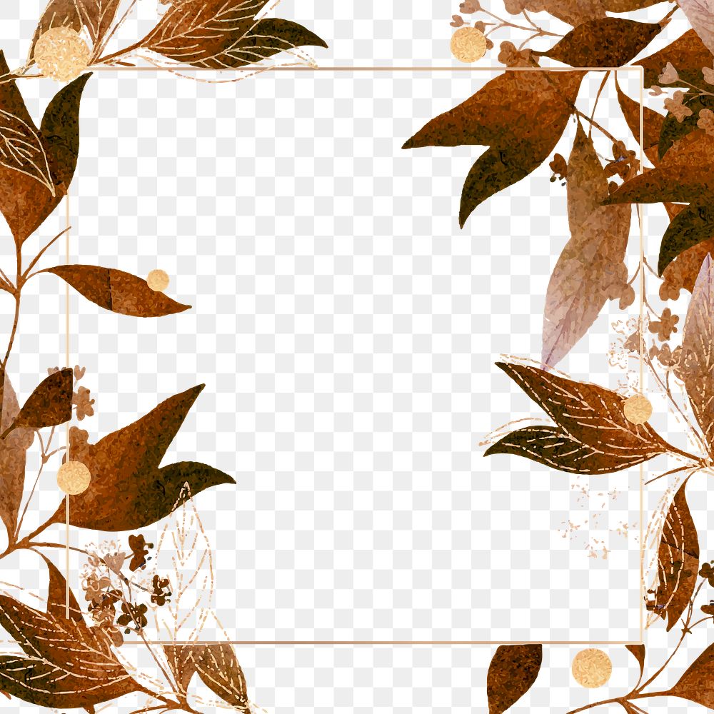 Golden leafy frame design element 