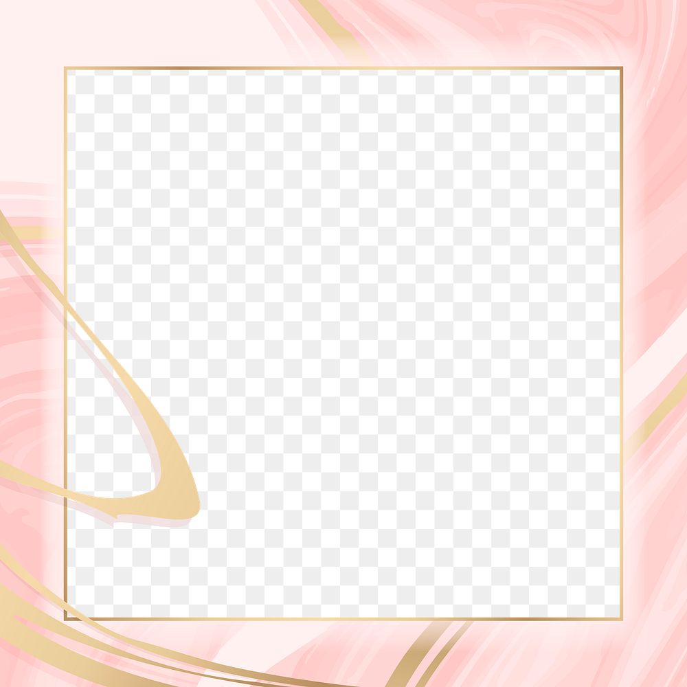 PNG frame pastel pink and gold paint marbling