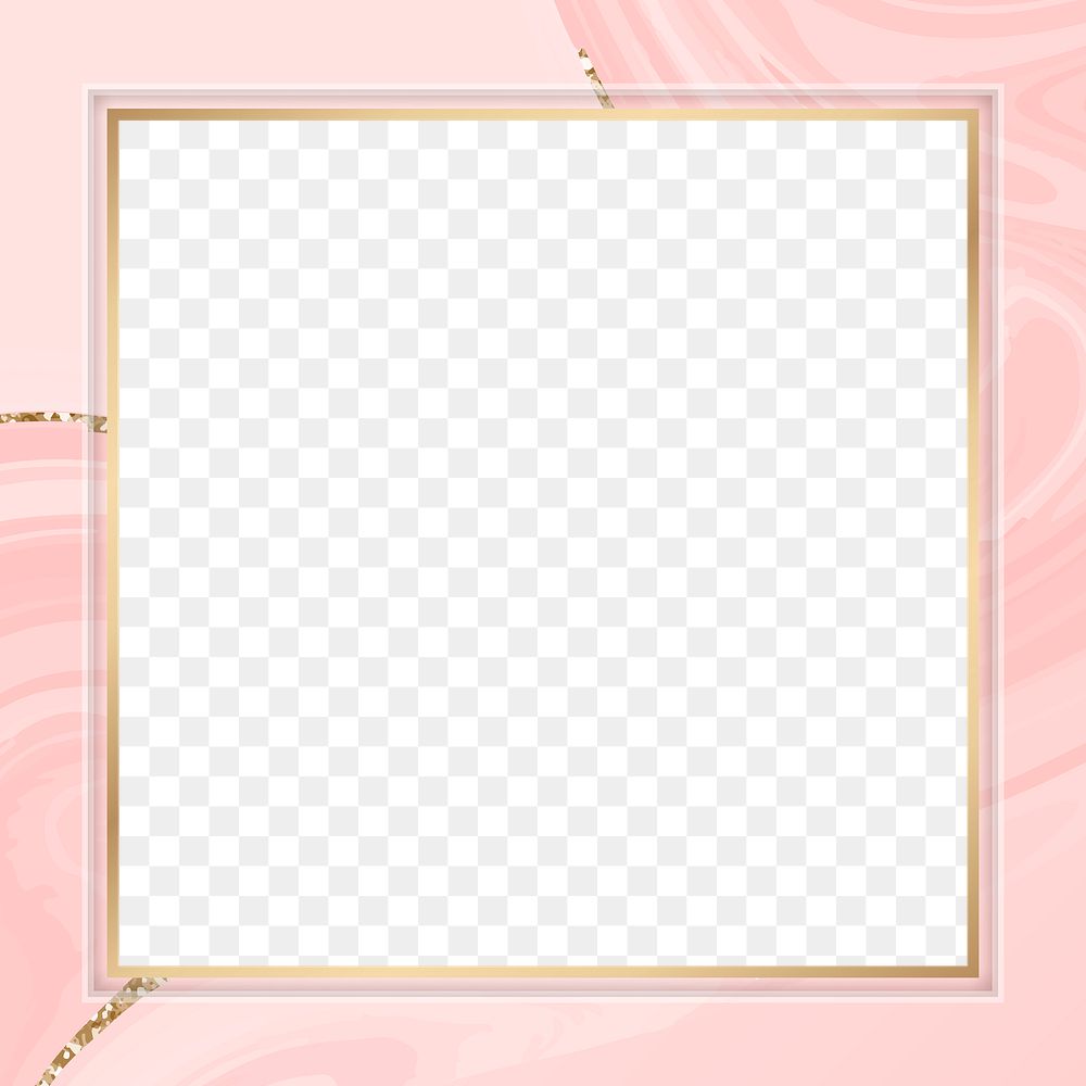 PNG frame feminine pastel pink and gold paint marbling