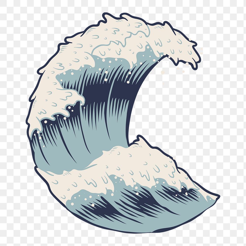 Japanese wave sticker design element