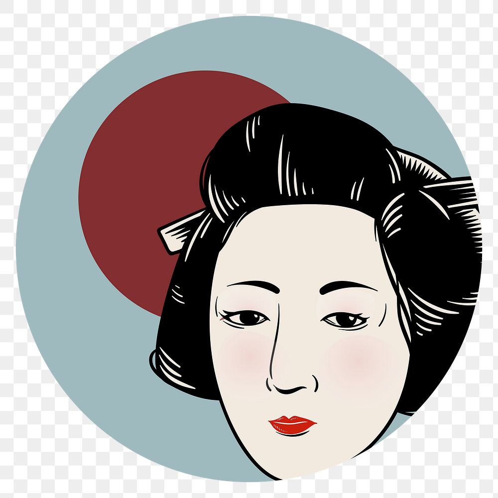 Japanese geisha sticker design element
