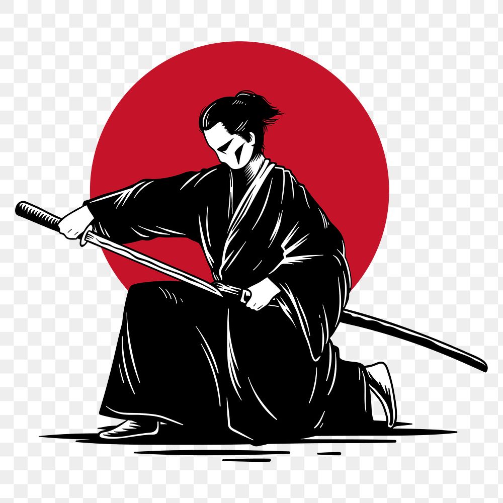 Japanese samurai sticker design element