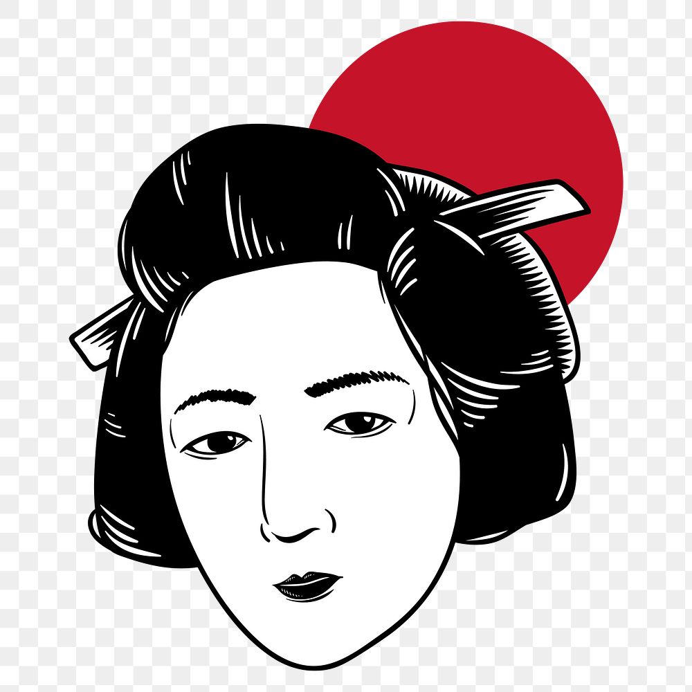 Japanese geisha sticker design element