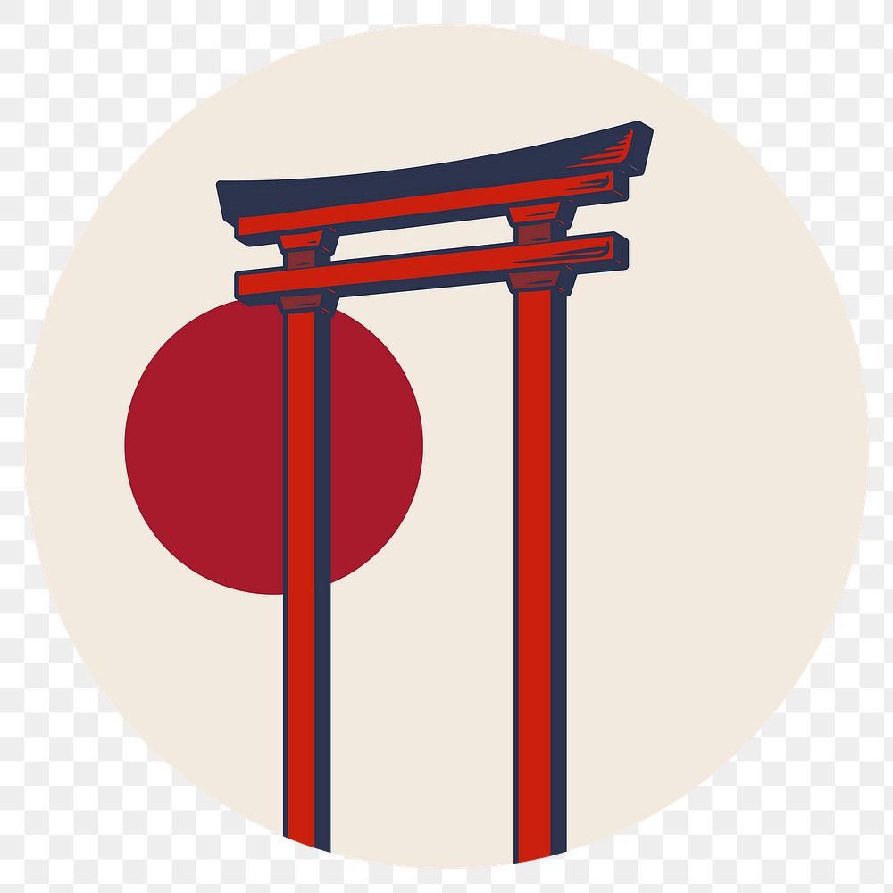Japanese torii gate sticker design element