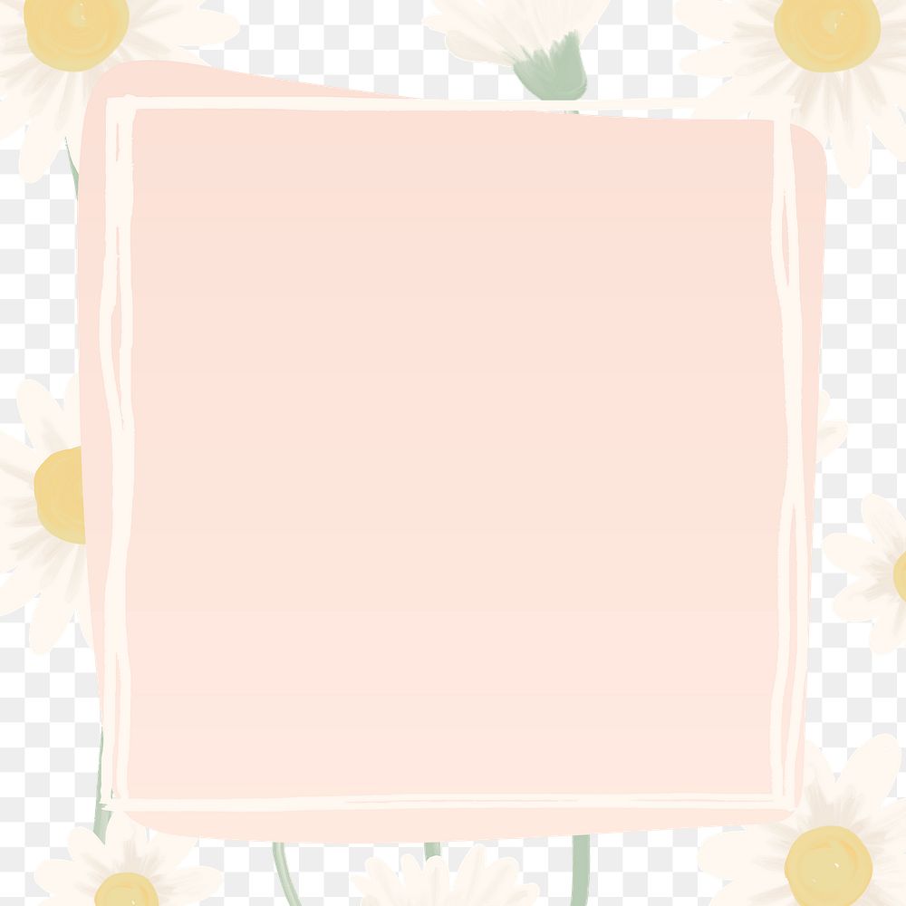 Hand drawn daisy frame transparent png